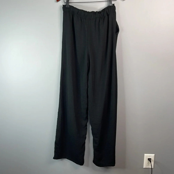 FOREVER 21 NWT Contemporary High Waist Wide Leg Pants Black Elastic Drawstring M - Picture 6 of 10